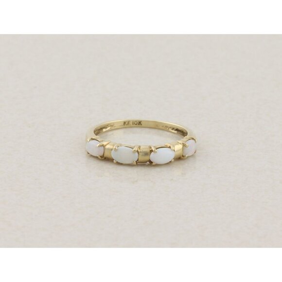 10k Yellow Gold Natural Opal Band Ring Size 7 1/4 - Picture 3 of 9